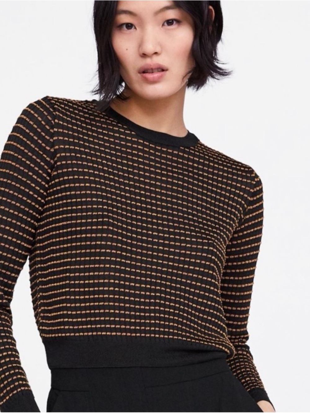 Zara Black & Metallic Gold knit